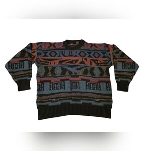 Michael Gerald Vintage Crewneck Acrylic Wool Blend Geometric Print Sweater Sz L